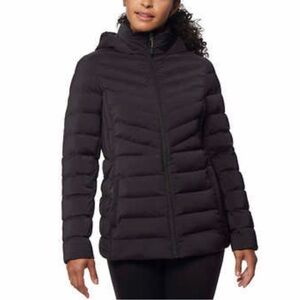 32 Degrees Women's Black Puffer Jacket with Detachable Hoodie